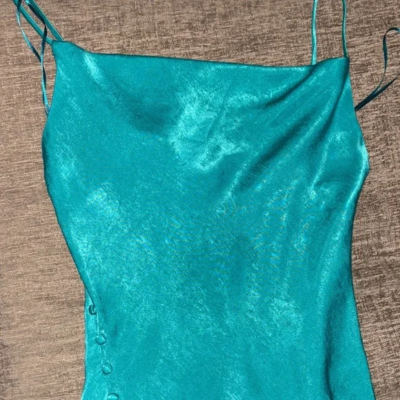 Zara Teal Maxi Dress with Spaghetti Straps - Picture 7 of 9